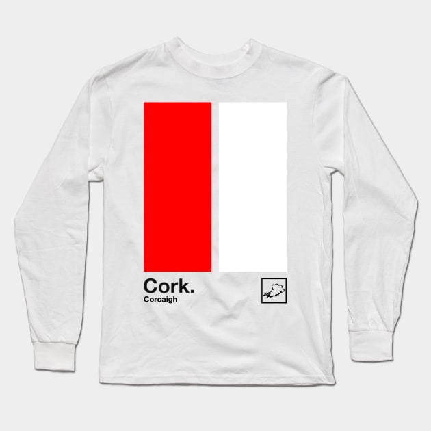 County Cork / Original Retro Style Minimalist Poster Design Long Sleeve T-Shirt by feck!